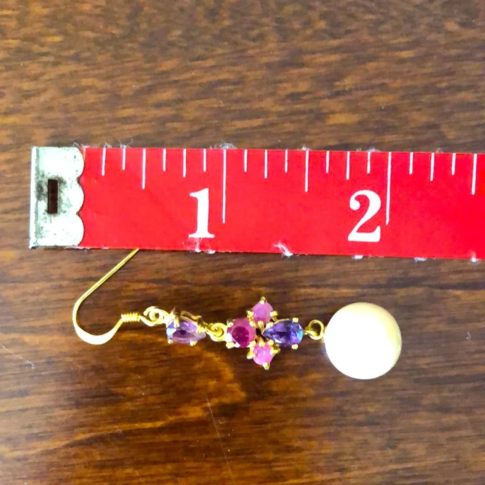 Ruby Amethyst Pearls & 14K Gold Plated